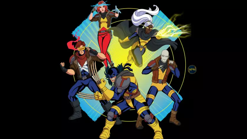 Arte da equipe de X-Men no futuro apocalíptico em X-Men '97